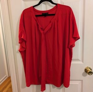 Lane Bryant red, tie front blouse, size 26